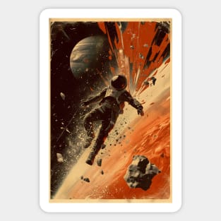 Trouble at the Moons of Jupiter - Vintage Poster Style - Sci-Fi Sticker